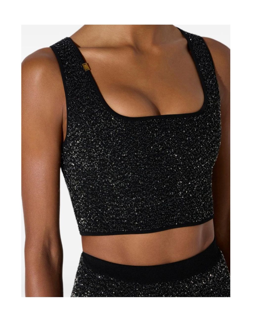 Elisabetta Franchi Black Sequined Crop Top