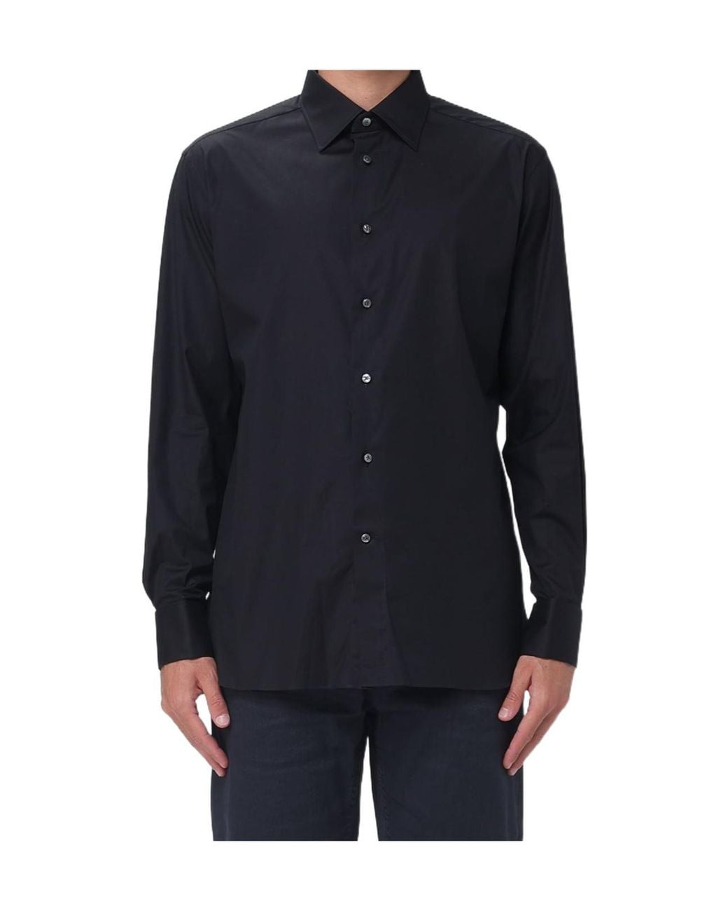 Zegna Blue Stretch-Poplin Shirt for men