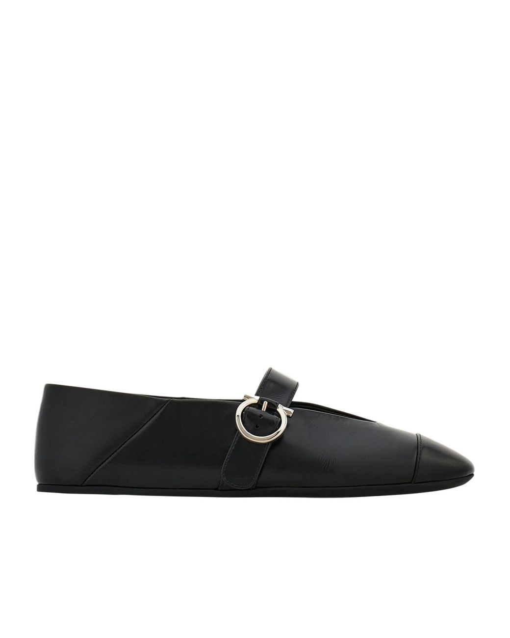 Ferragamo Black Gancini Ballet Flat