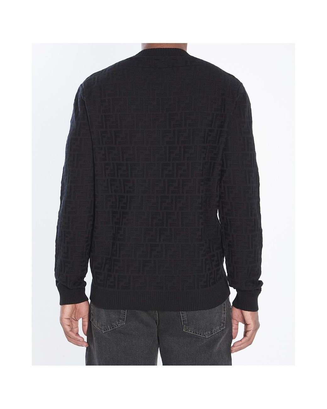 Fendi Blue Ff Monogram Crewneck Knitted Jumper for men