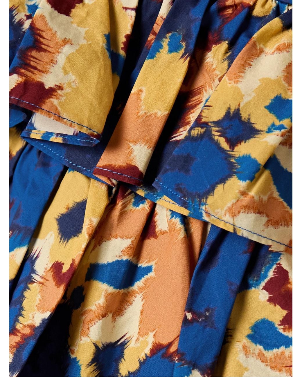 Ulla Johnson Blue Ruffled Trim Embellished With Printed Fabric Halter-Neck Dress