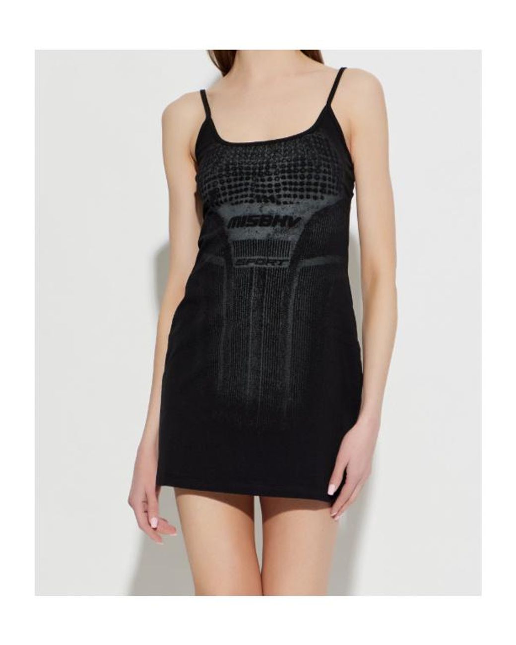 M I S B H V Black Logo Detailed Mini Dress