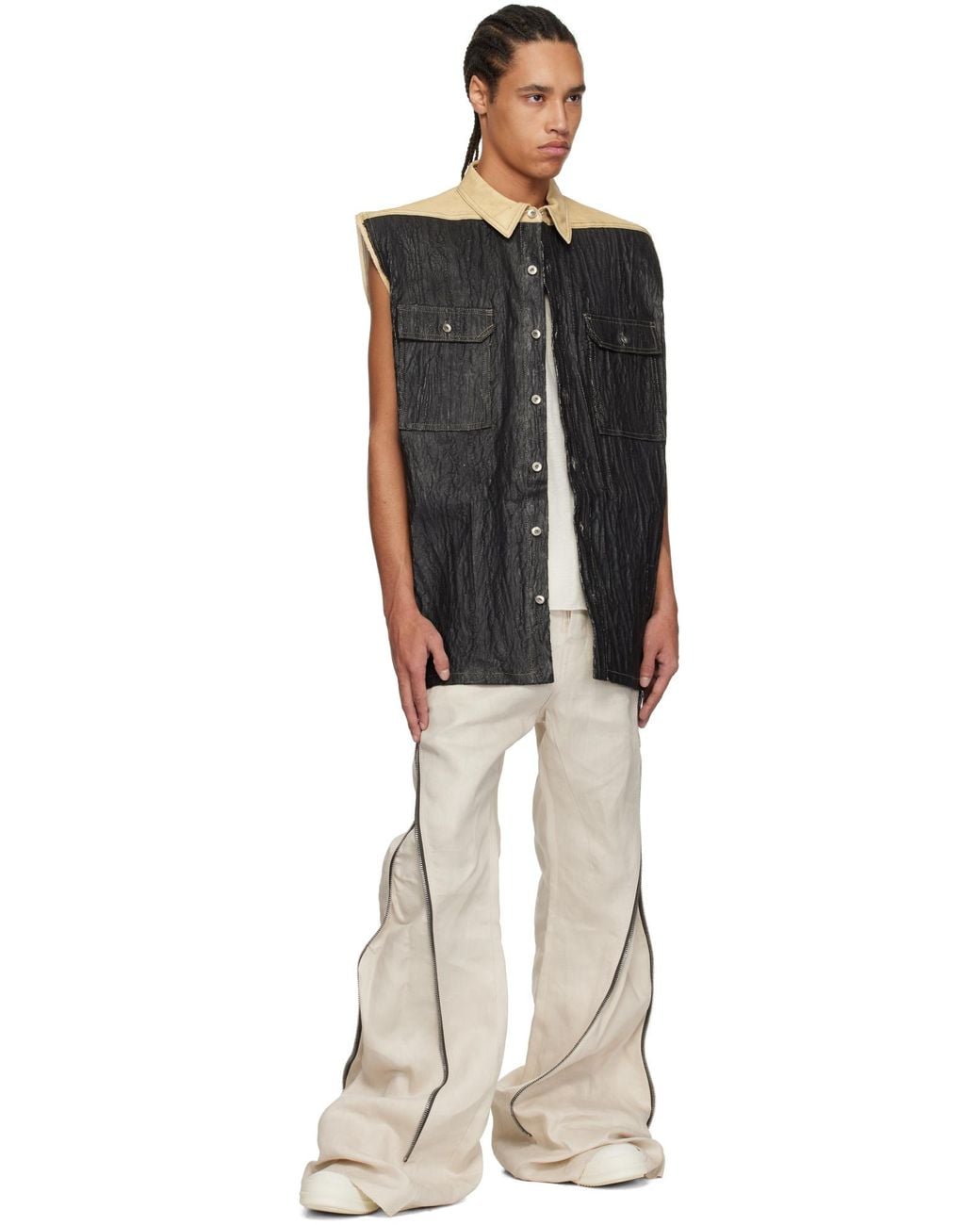 Rick Owens Blue Tommy Jumbo Sleeveless Jacket for men