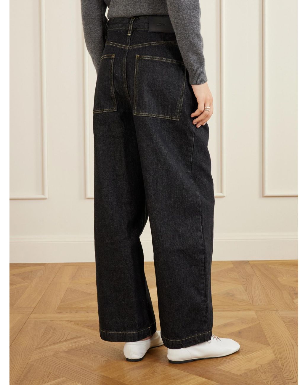 Studio Nicholson Black Neive Organic Low-Rise Wide-Leg Jeans