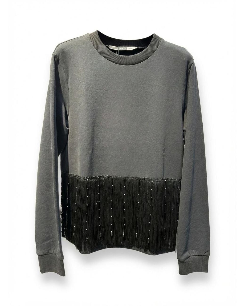 Sportmax Gray Round-Neck Spliced Sweater