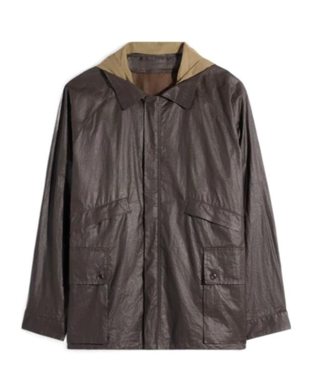 Lemaire Brown Detachable Hood Rain Jacket for men
