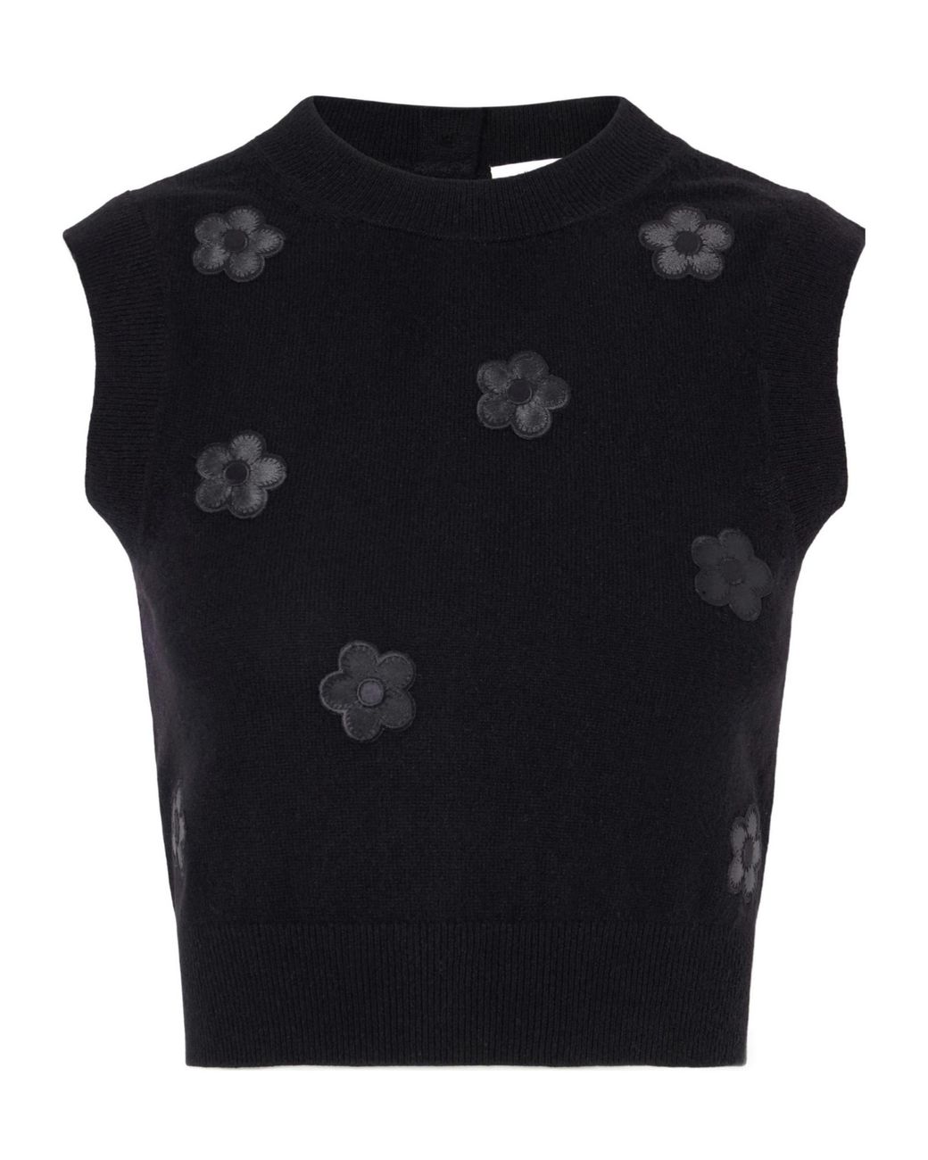 CECILIE BAHNSEN Blue Button-Embellished Cashmere Vest