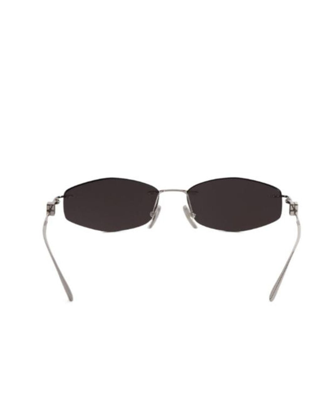 Balenciaga White Rimless Geometric Sunglasses for men