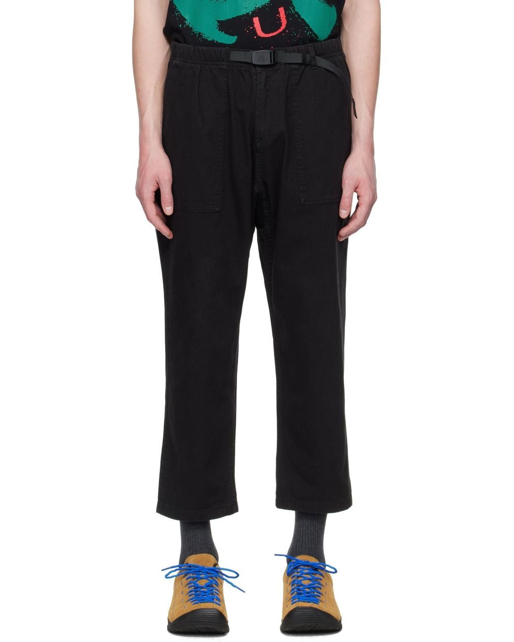 Gramicci Black Buckle-Fastening Cotton Cropped Trousers for men