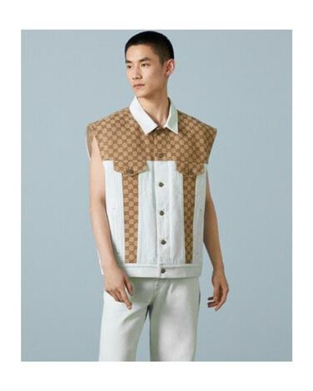Gucci White Washed Denim Vest for men