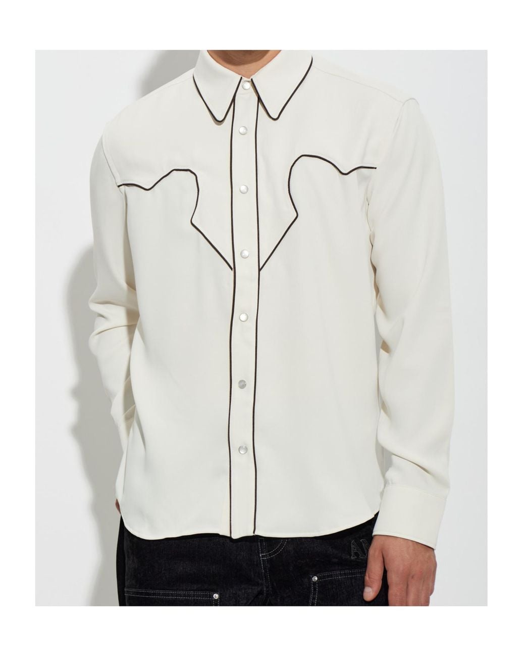 Amiri White Contrast Piped Western Shirt for men
