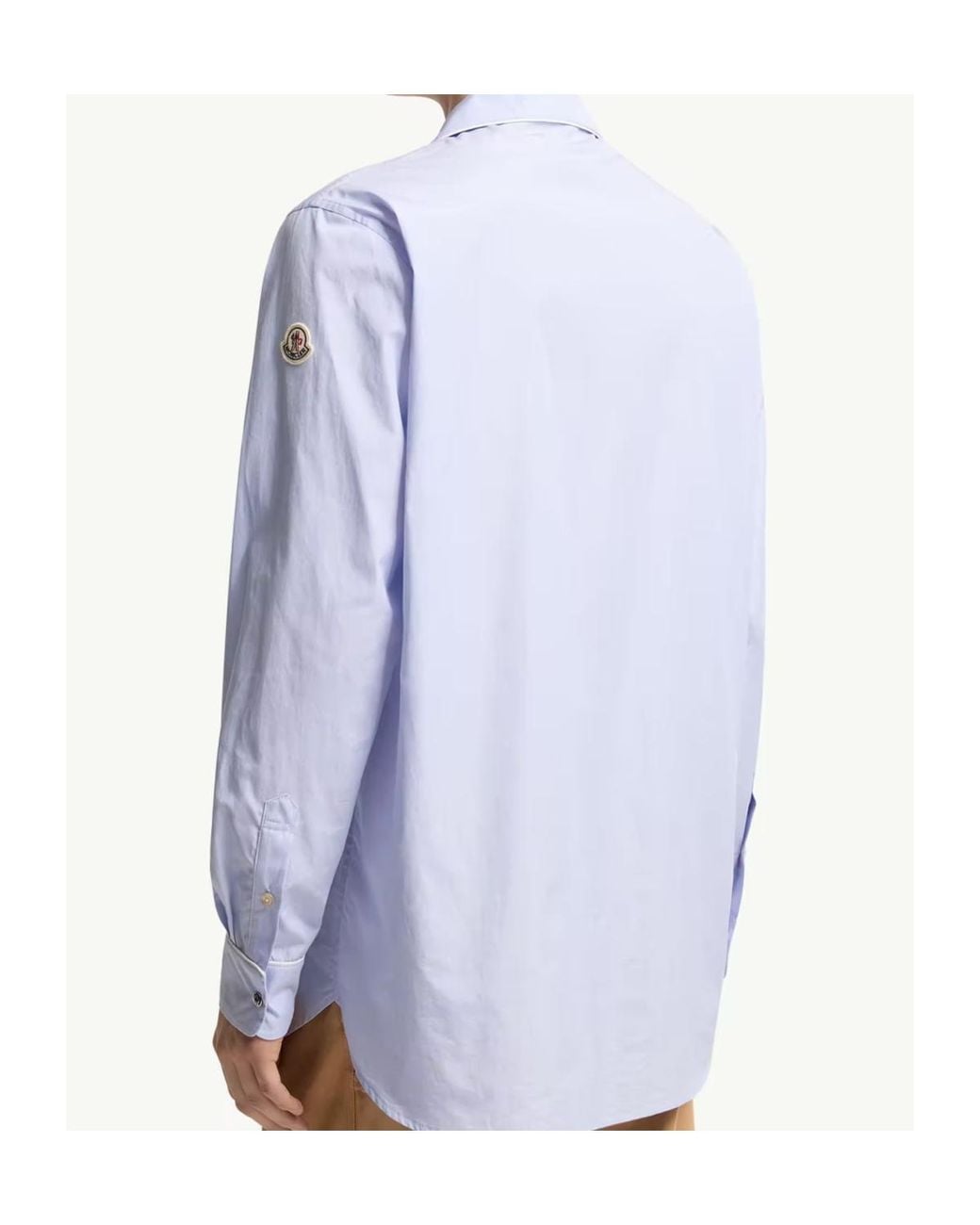 Moncler Blue Fil-À-Fil Cotton Long Sleeve Shirt for men