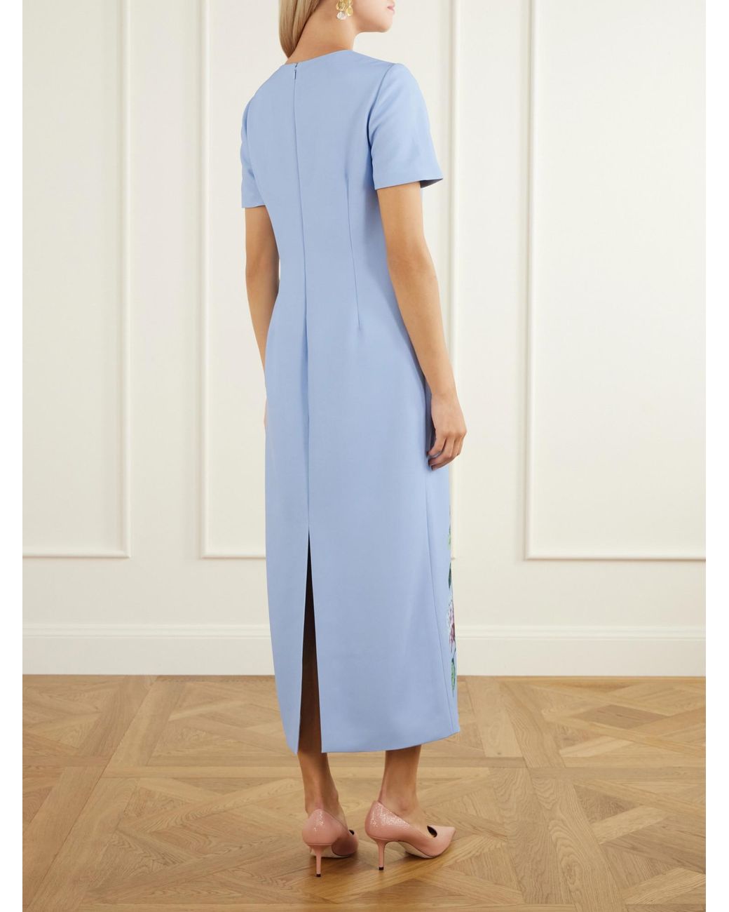 Carolina Herrera Blue Stretch-Crepe Midi Dress