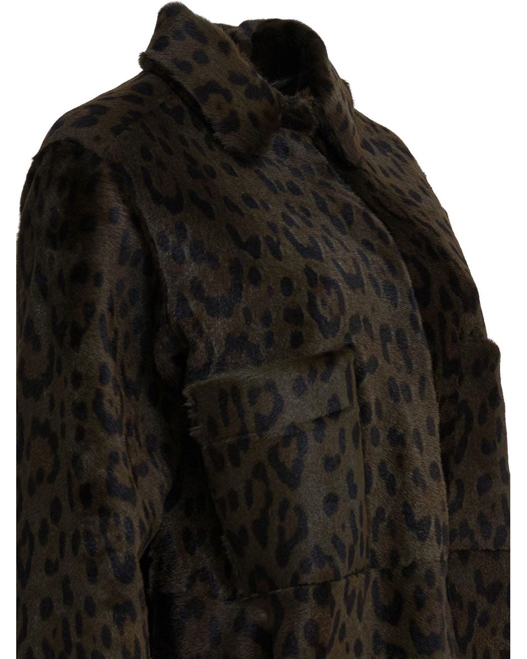FURLING BY GIANI Black Leopard Pockets Coat