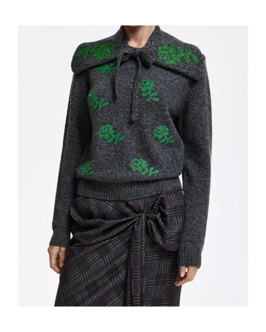 Essentiel Antwerp Green Korine Embellished Knitted Sweater