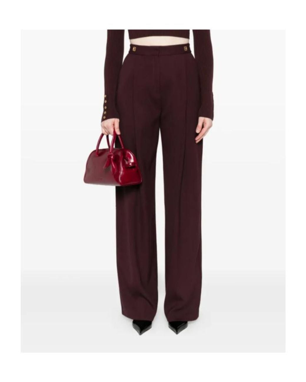 Elisabetta Franchi Purple Pleated-Front Trousers