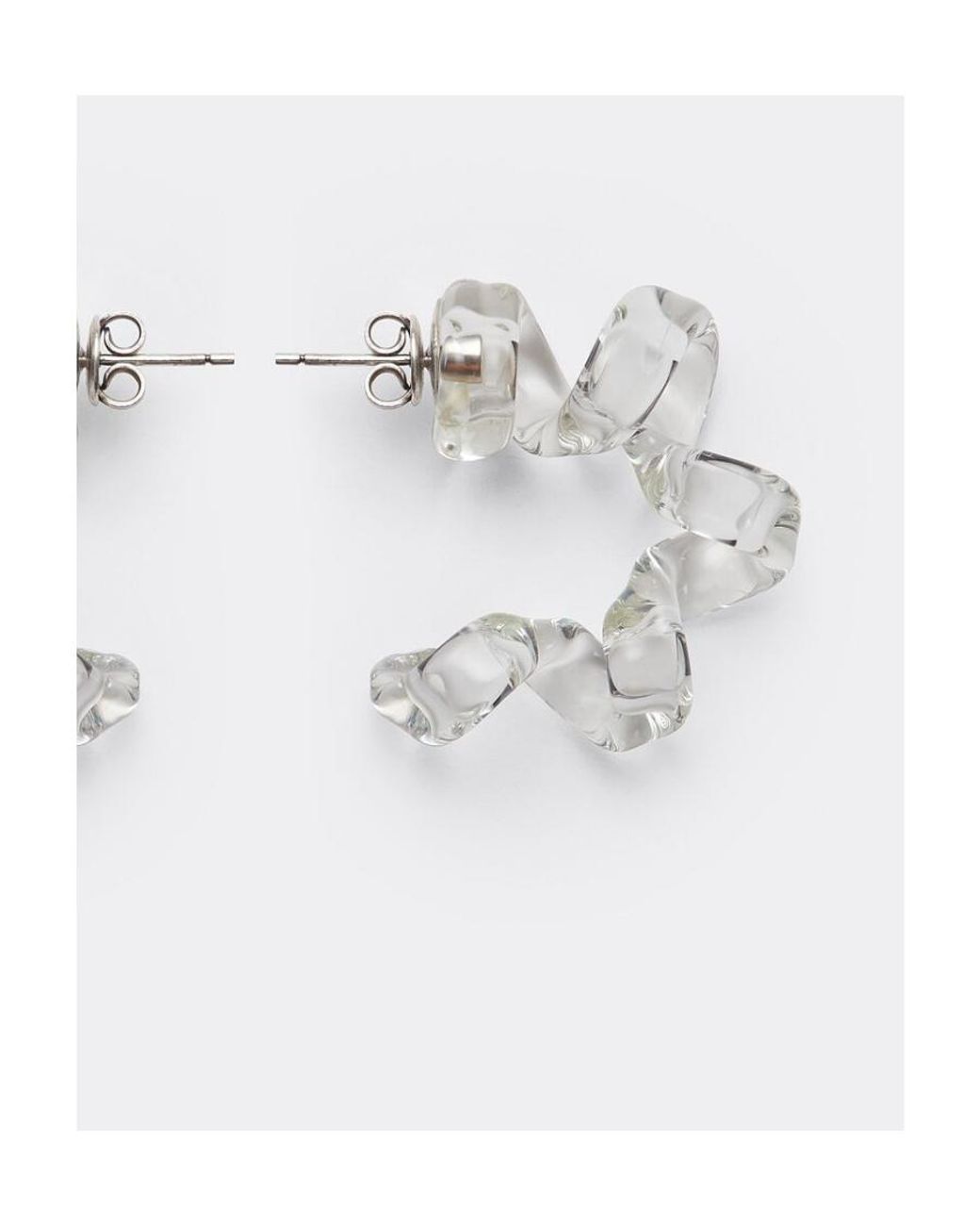 Bottega Veneta White Transparent Hoop Earrings