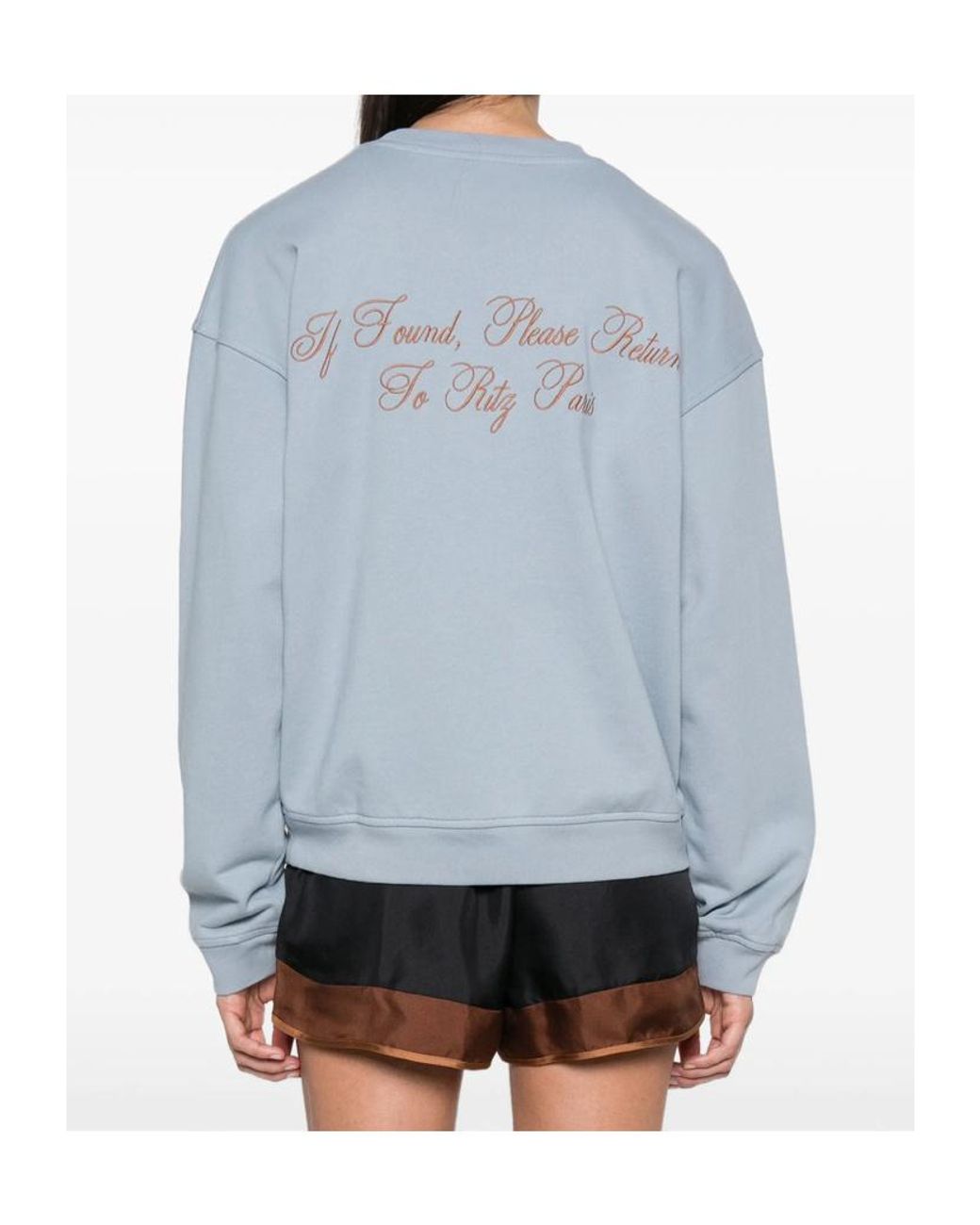 FRAME Blue Embroidered Crew-Neck Sweatshirt