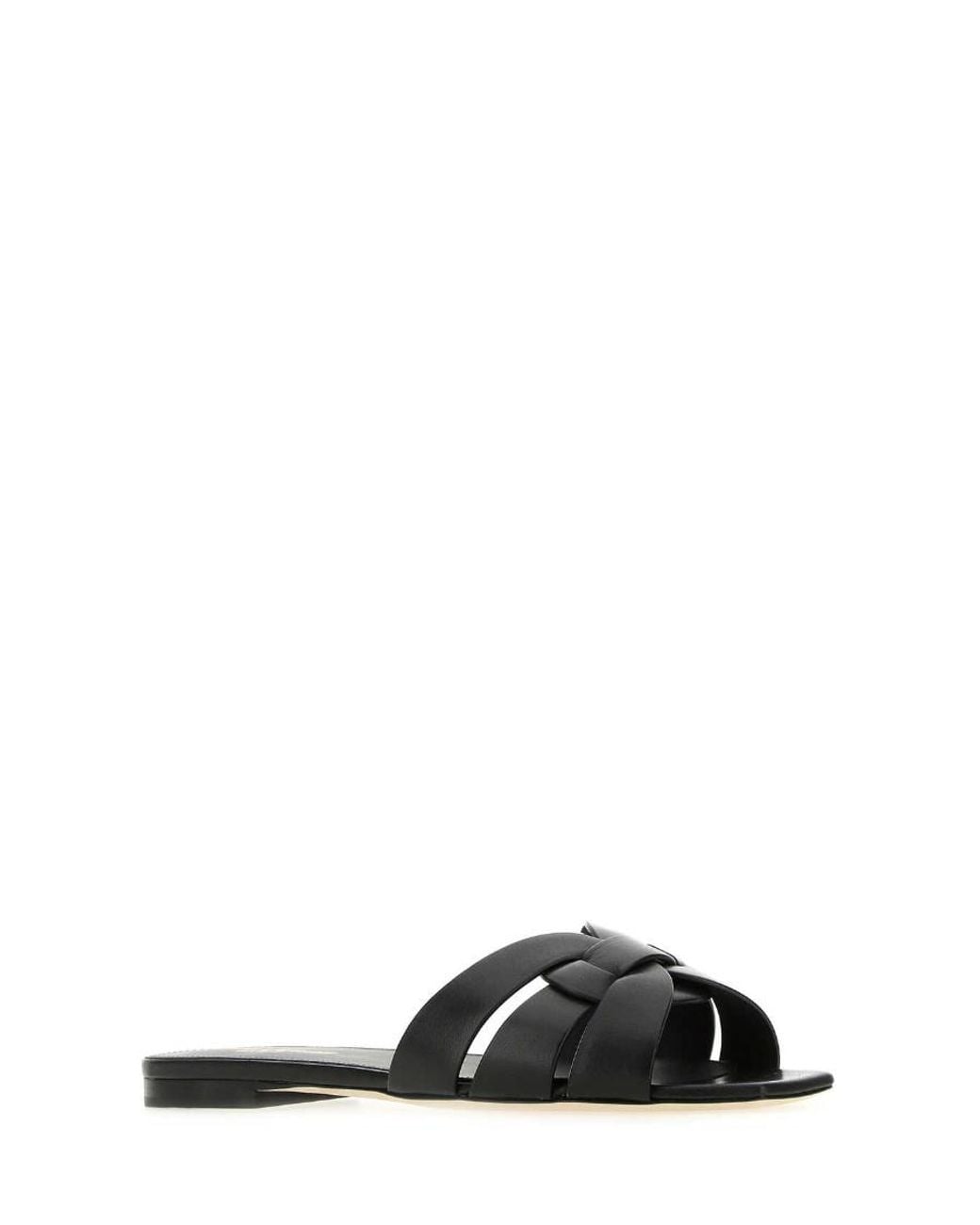 Saint Laurent Black Flat Sandals