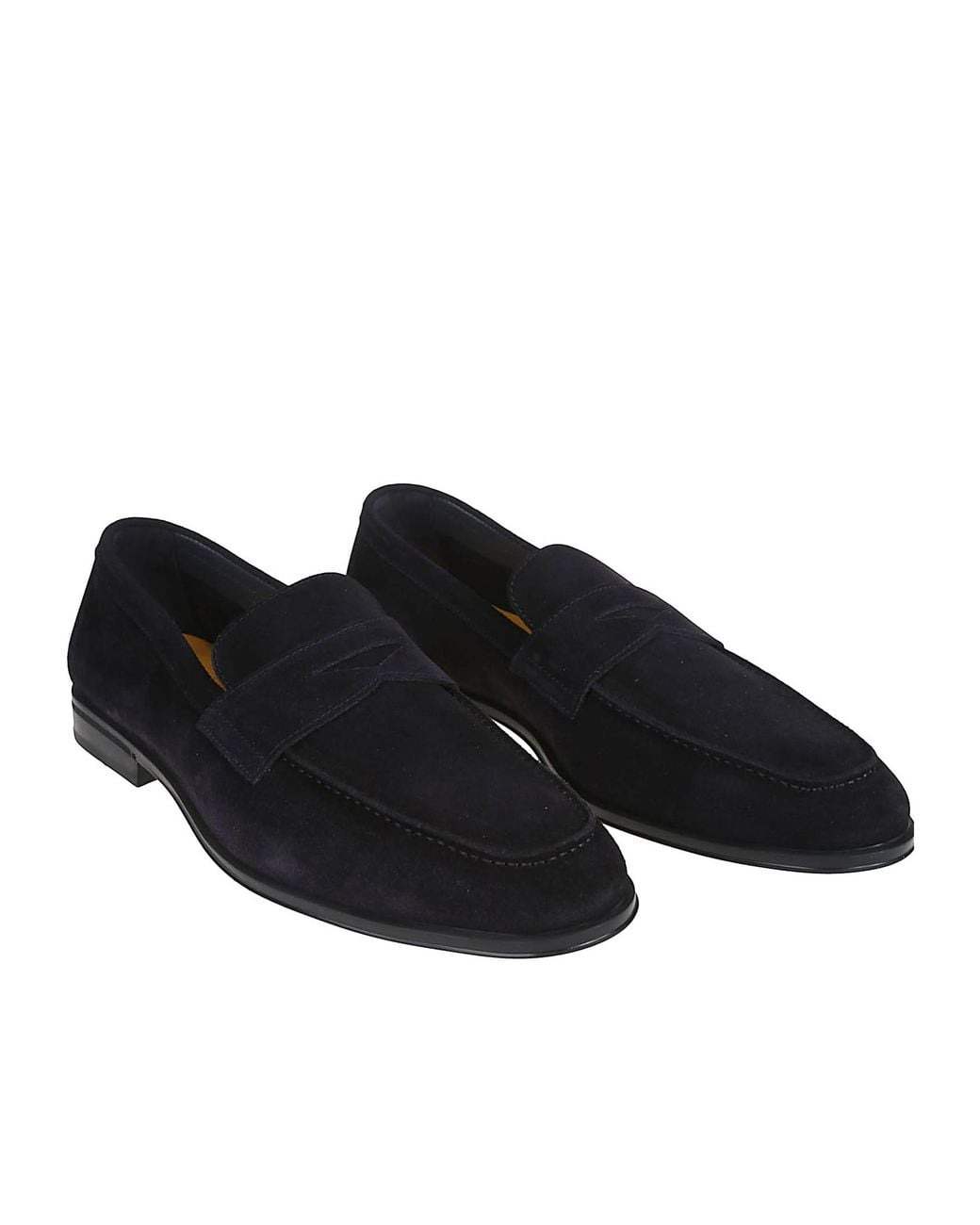 Doucal's Black Round Toe Loafers for men