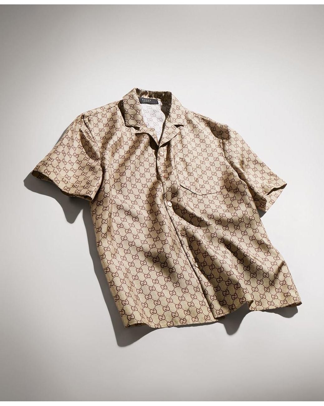 Gucci Natural Printed Bowling Shirt for men