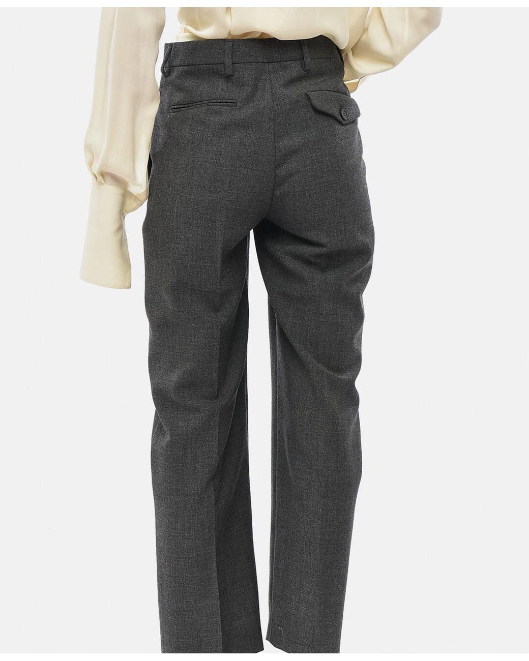 Prada Gray One-Pleat High-Waist Trousers