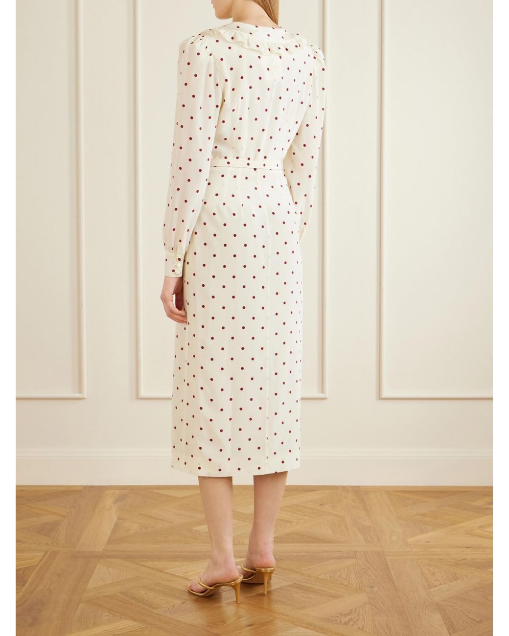Alessandra Rich Natural Silk-Crepe Midi Dress