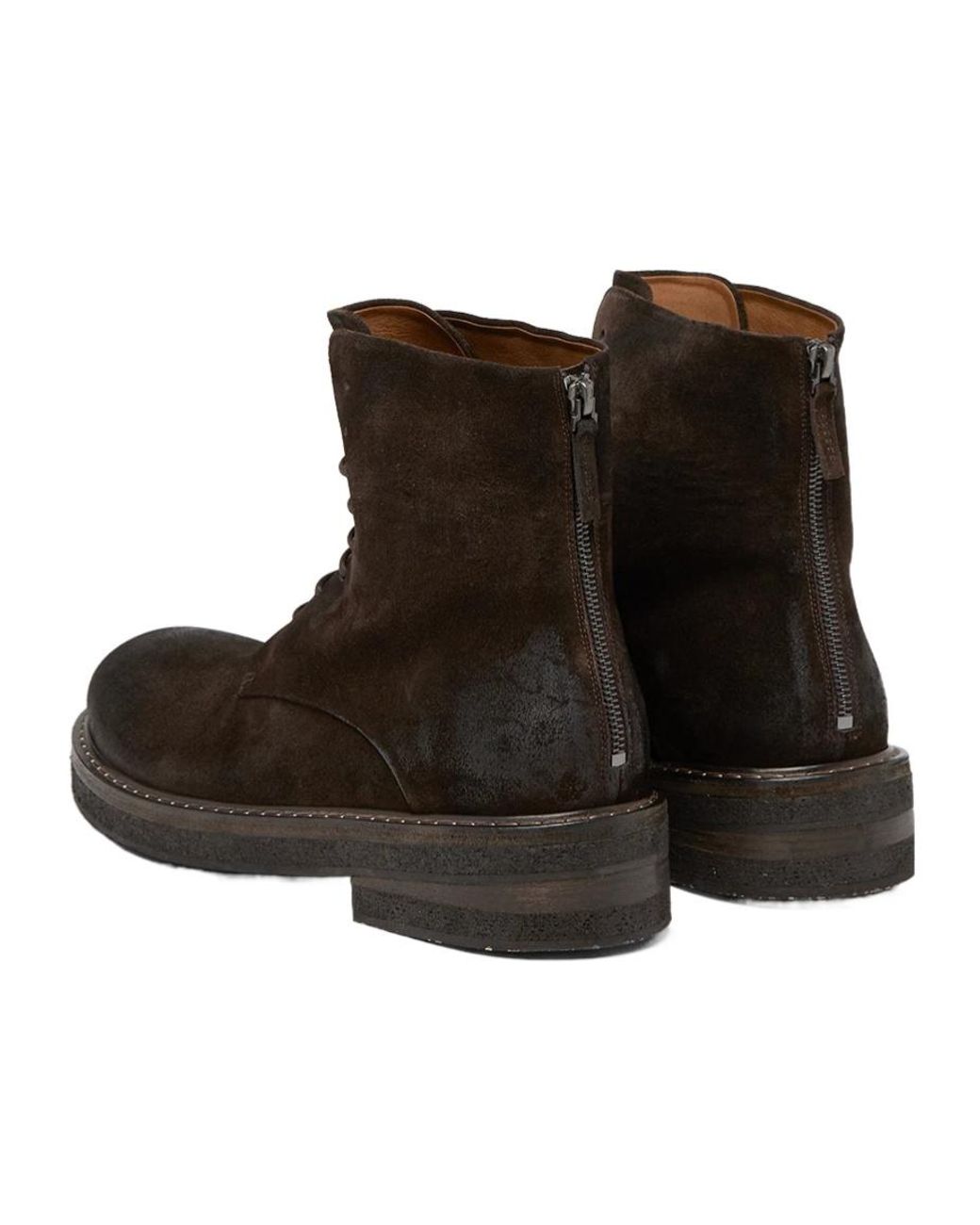Marsèll Brown Parrucca Dark Leather Combat Boots for men