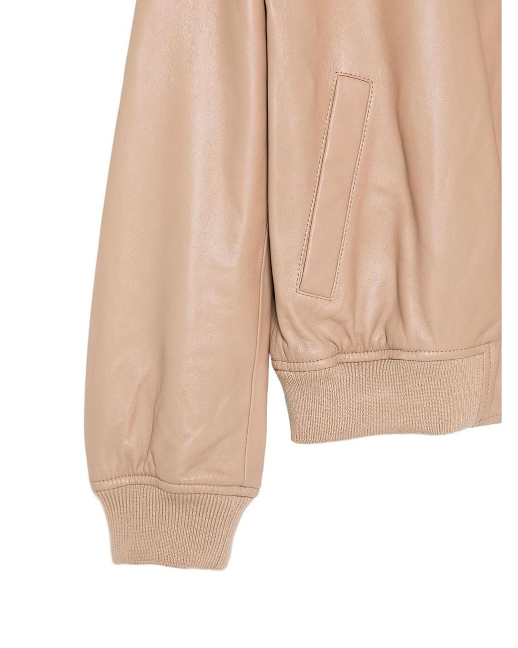 Yves Salomon Natural Zip-Up Leather Jacket