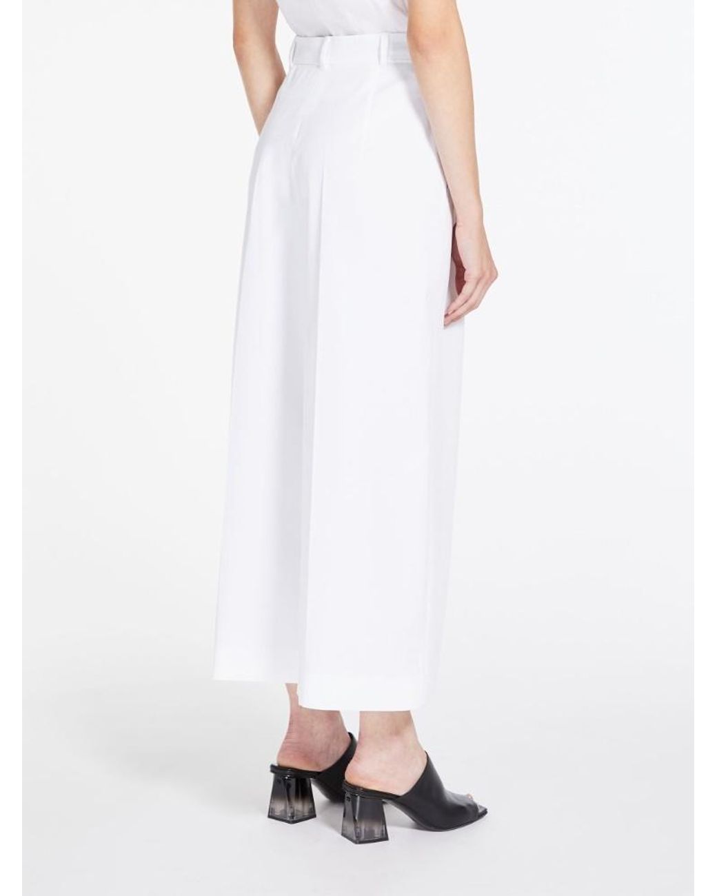 Max Mara White High-Waisted And Wide-Legged Cropped Pants