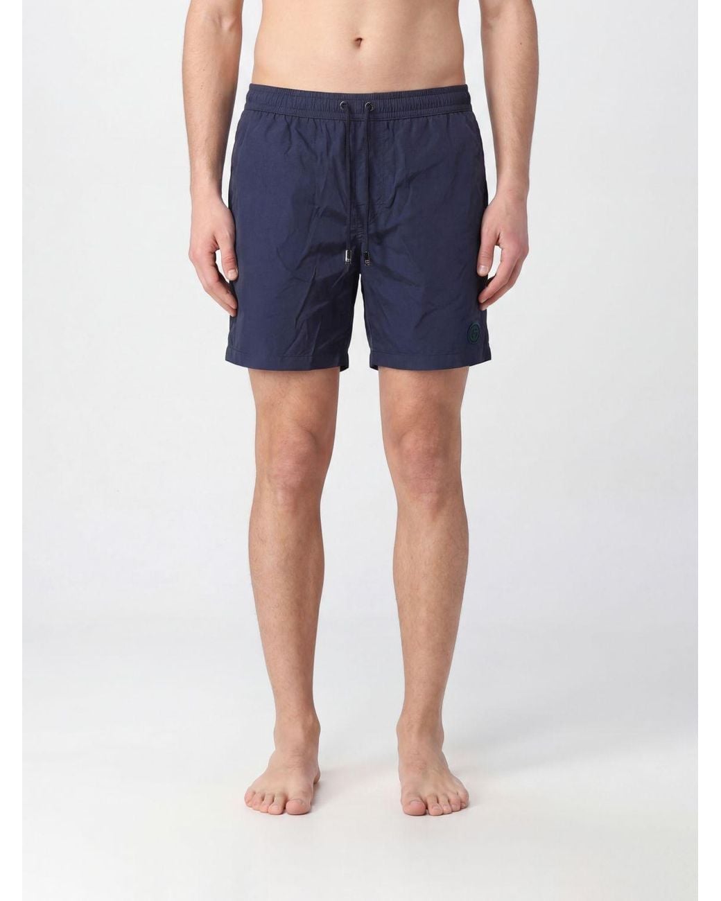 Giorgio Armani Blue Logo Patch Drawstring Swim Shorts for men