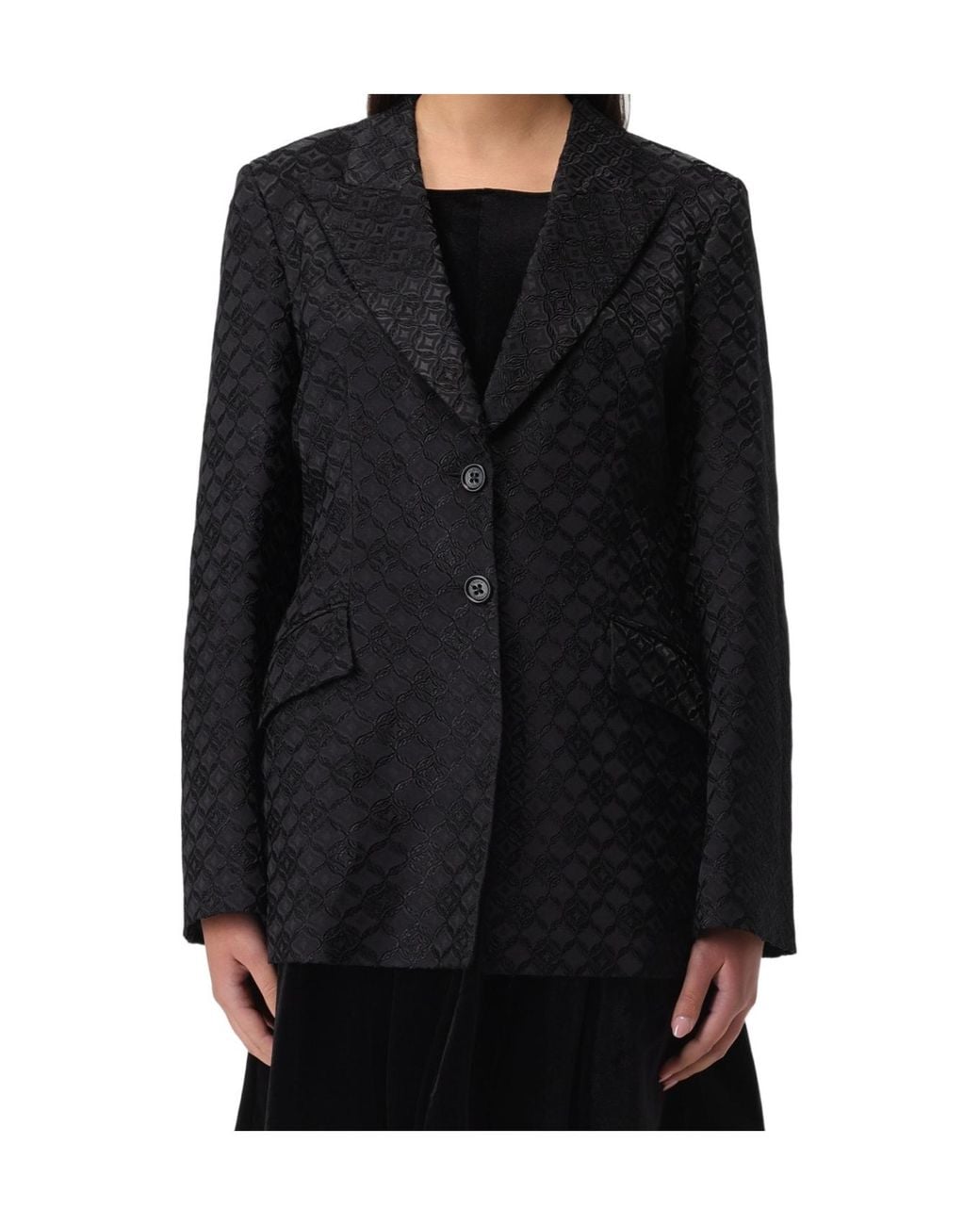 Alberta Ferretti Black Stretch Damask Jacket
