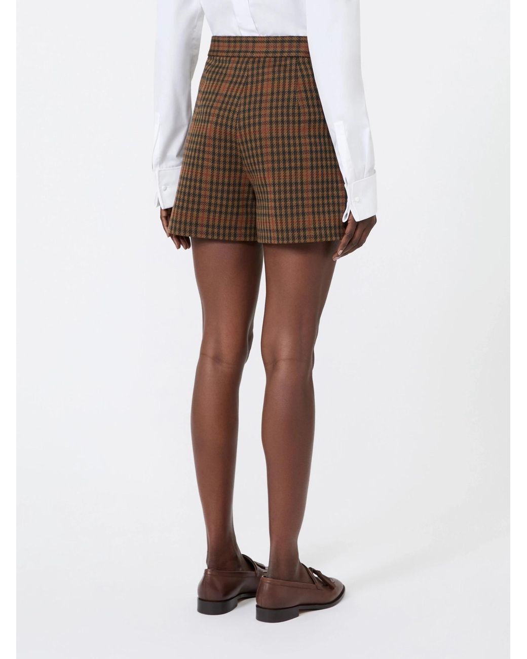 Max Mara Brown Mxmparata Checked Shorts