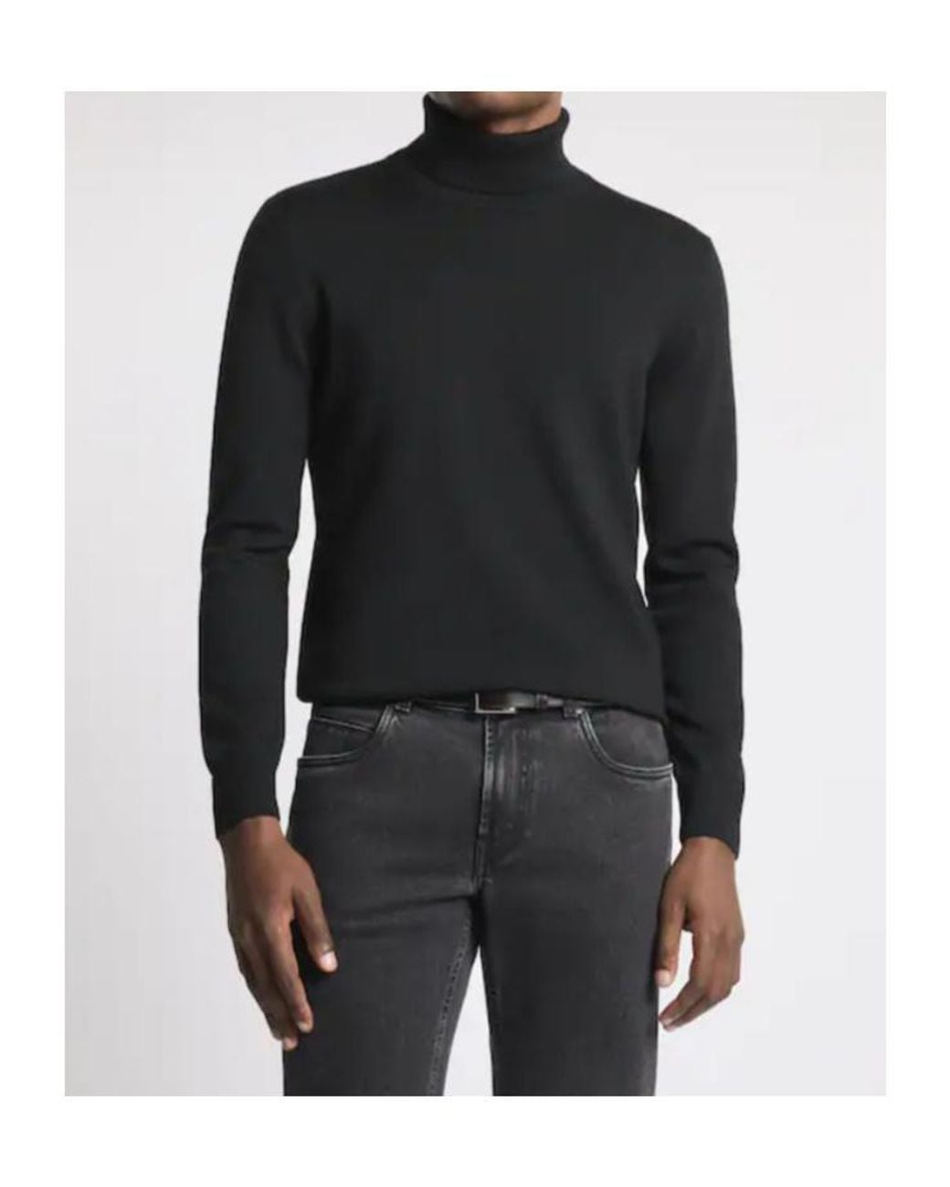 Fay Black Ribbed Turtleneck Knitted Sweater for men