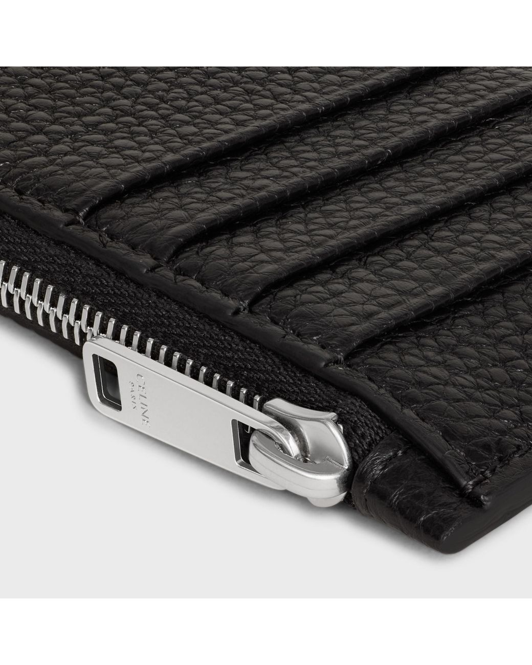 Céline Black Zipped Compact Card Holder for men