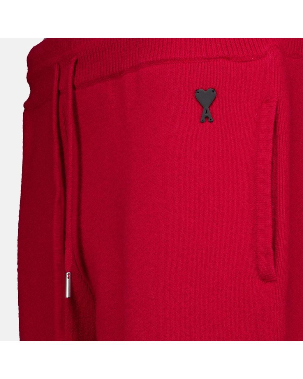 AMI Red Ami Ami De Coeur Patch Knit Joggers for men