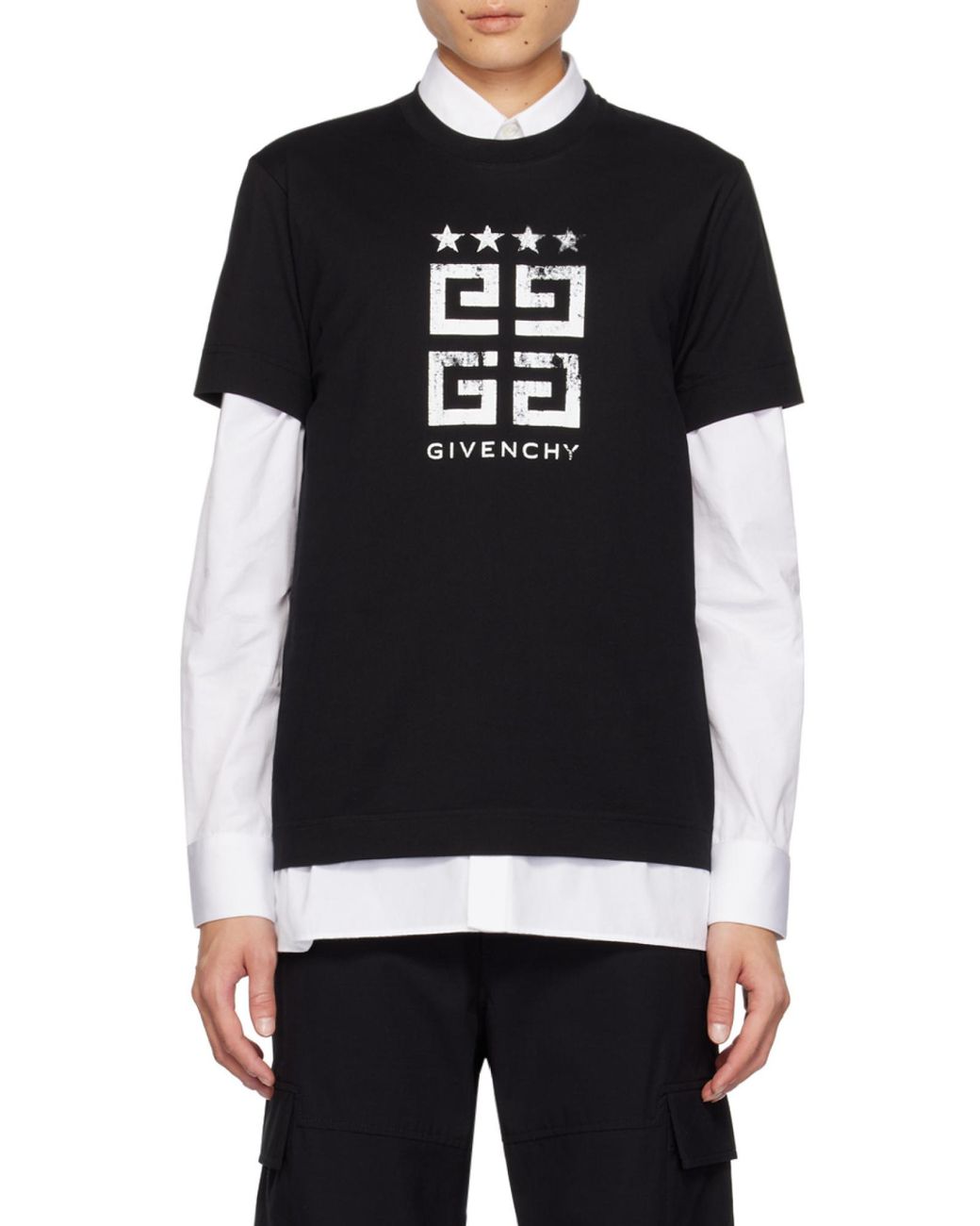 Givenchy Black Faded 4G Logo Printed Slim Fit T-Shirt for men