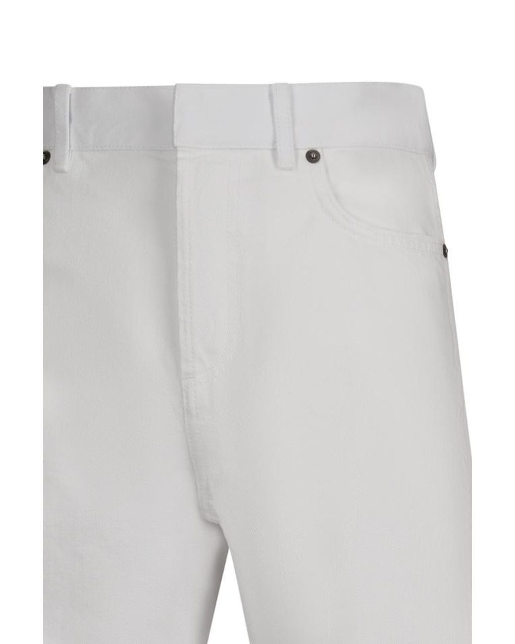 Dior White Christian Button Detailed Straight Leg Trousers