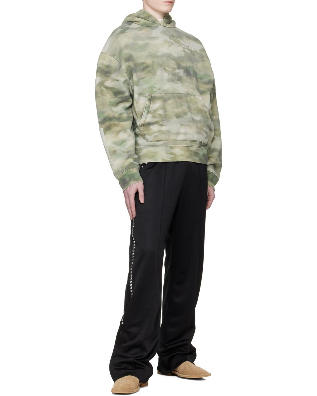 Amiri Green Long Sleeve Logo Detail Hoodie for men