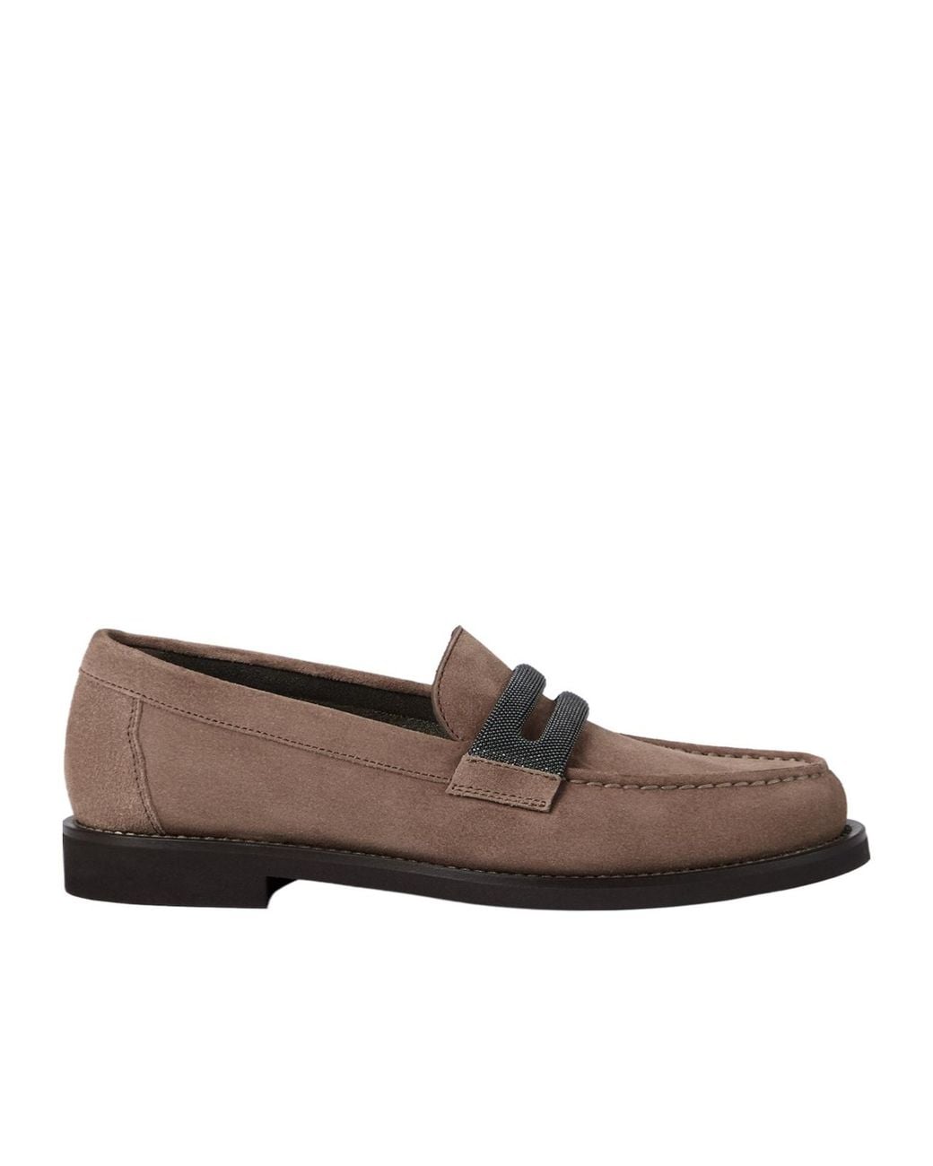 Brunello Cucinelli Brown Precious Clamp Penny Loafers
