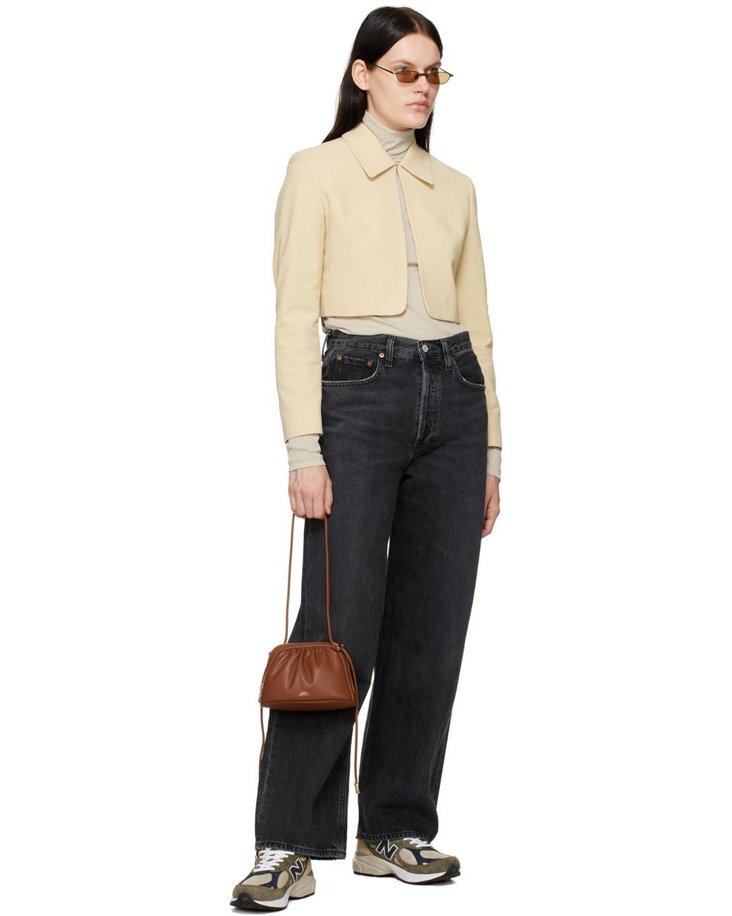 A.P.C. Brown Ninon Small Drawstring Crossbody Bag