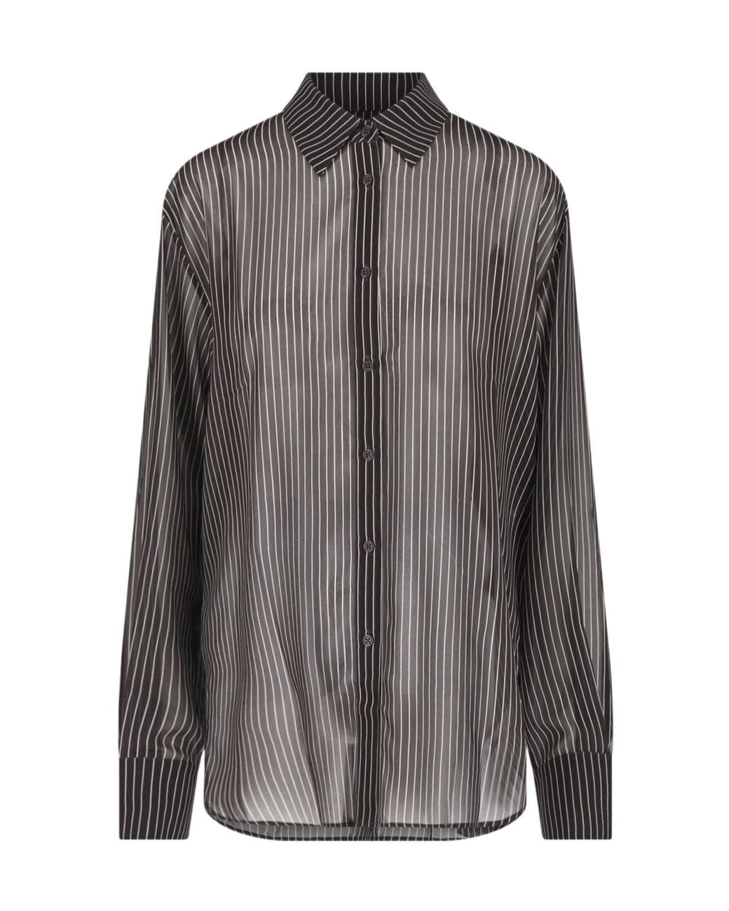 Frankie Shop Gray Striped Long-Sleeve Shirt