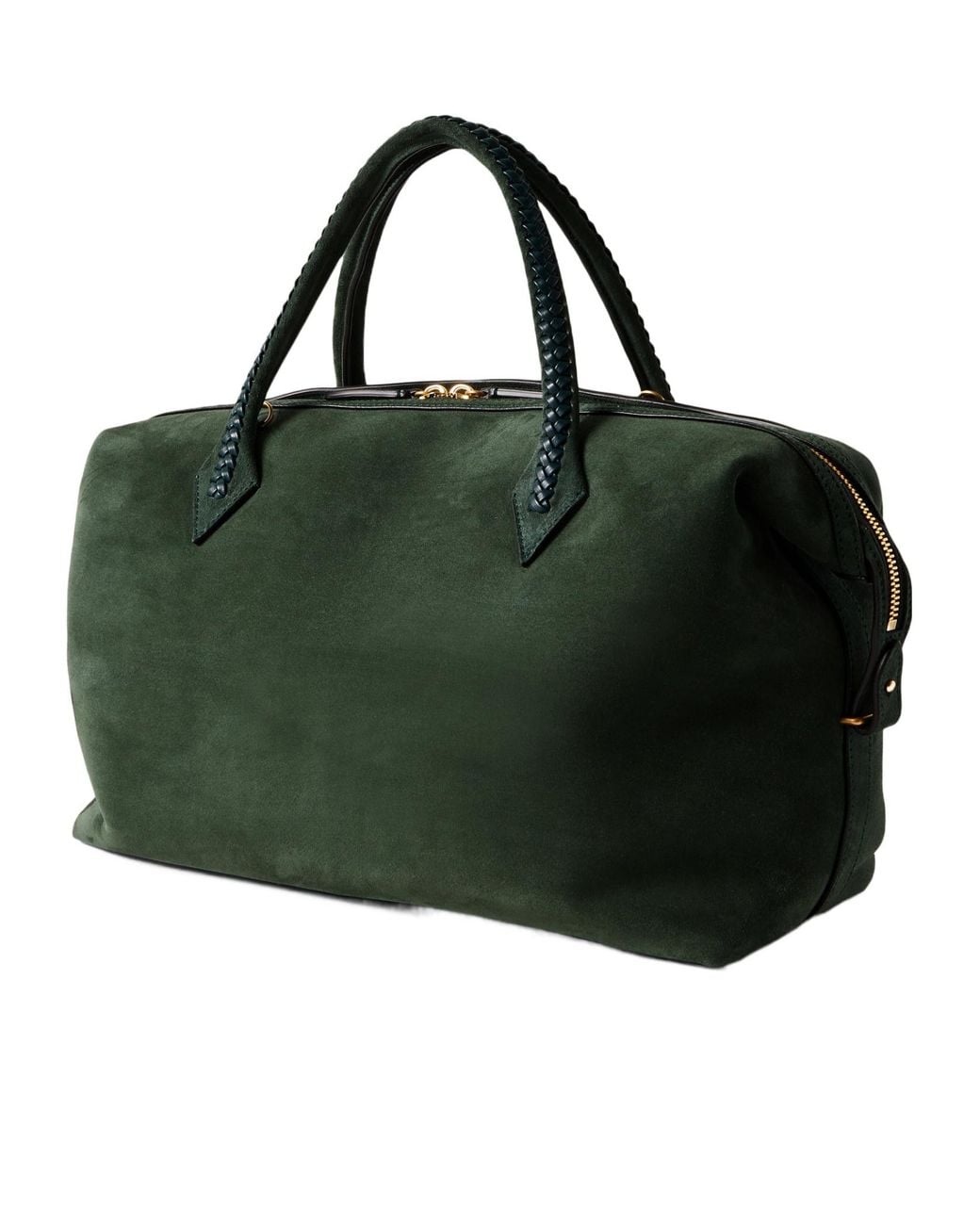 Metier Black Medium Braided Leather-Trimmed Suede Tote