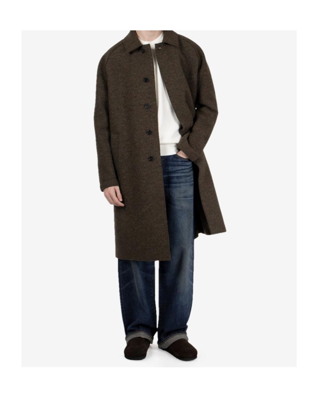 Harris Wharf London Black Boiled-Wool Single-Breasted Balmacaan Coat for men