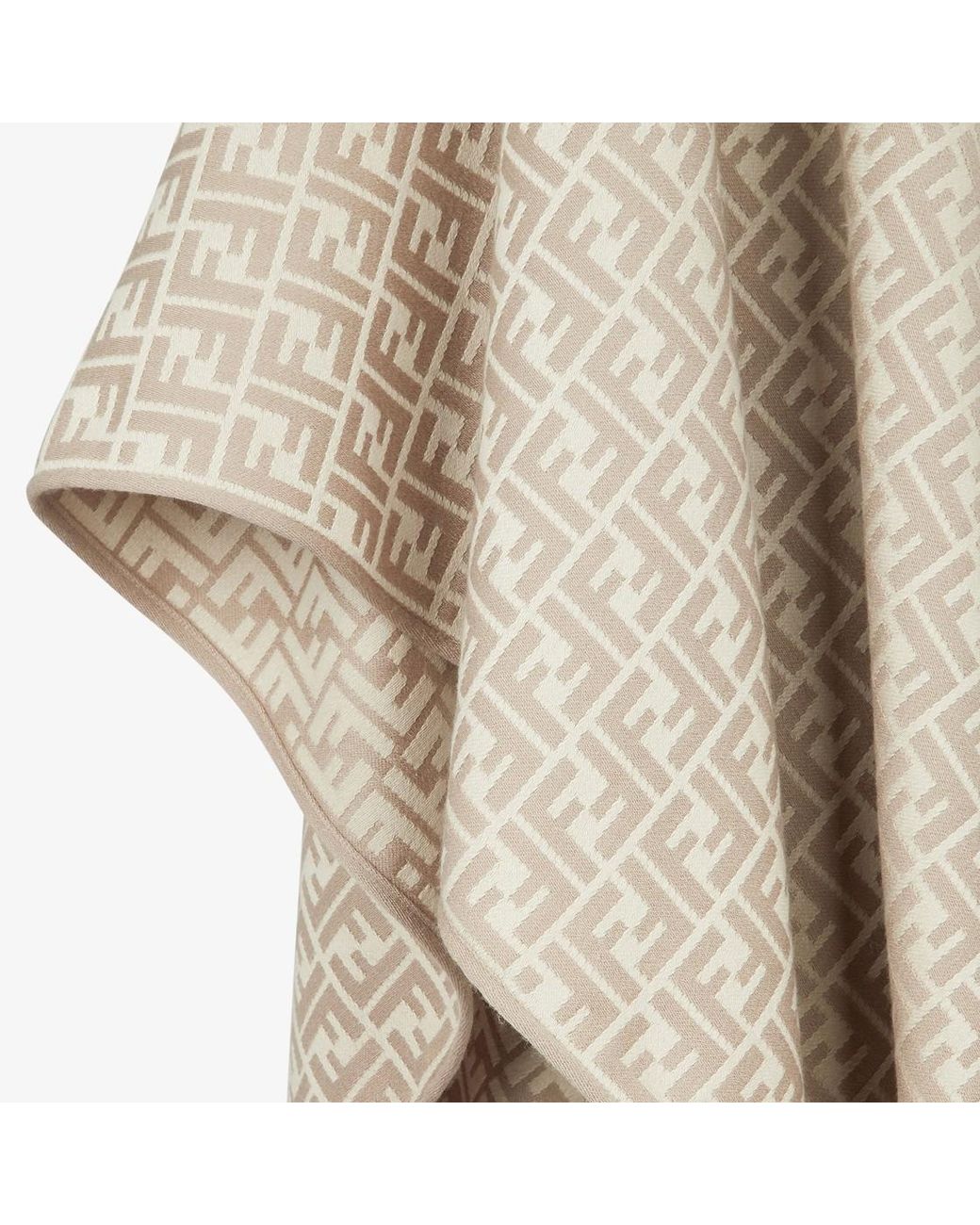 Fendi Natural All-Over Ff Motif Poncho