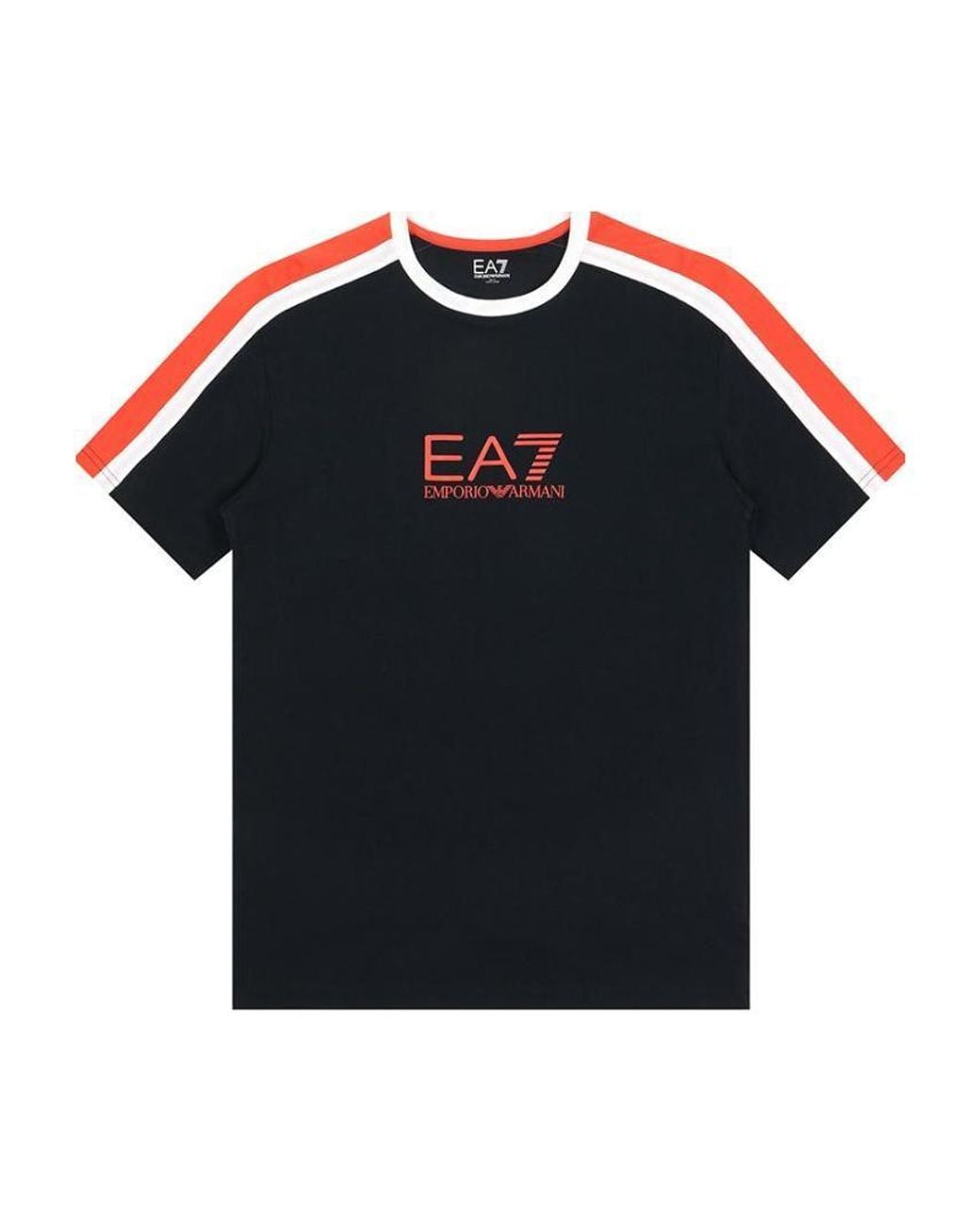 EA7 Black Logo Printed T-Shirt With Round Neck for men