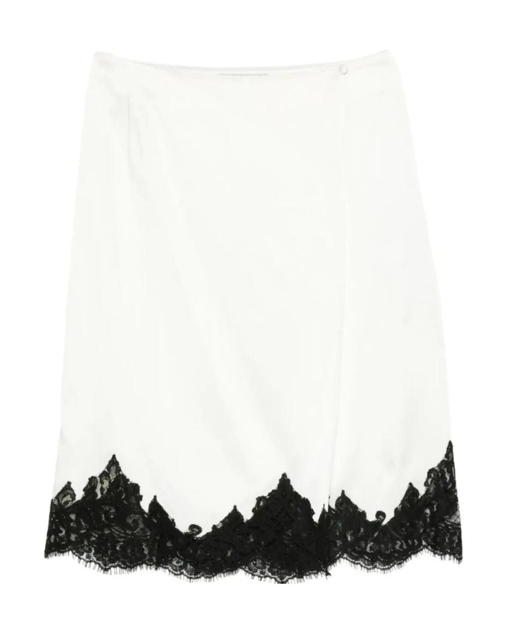 Stella McCartney Black Lace-Trim Satin Midi Skirt