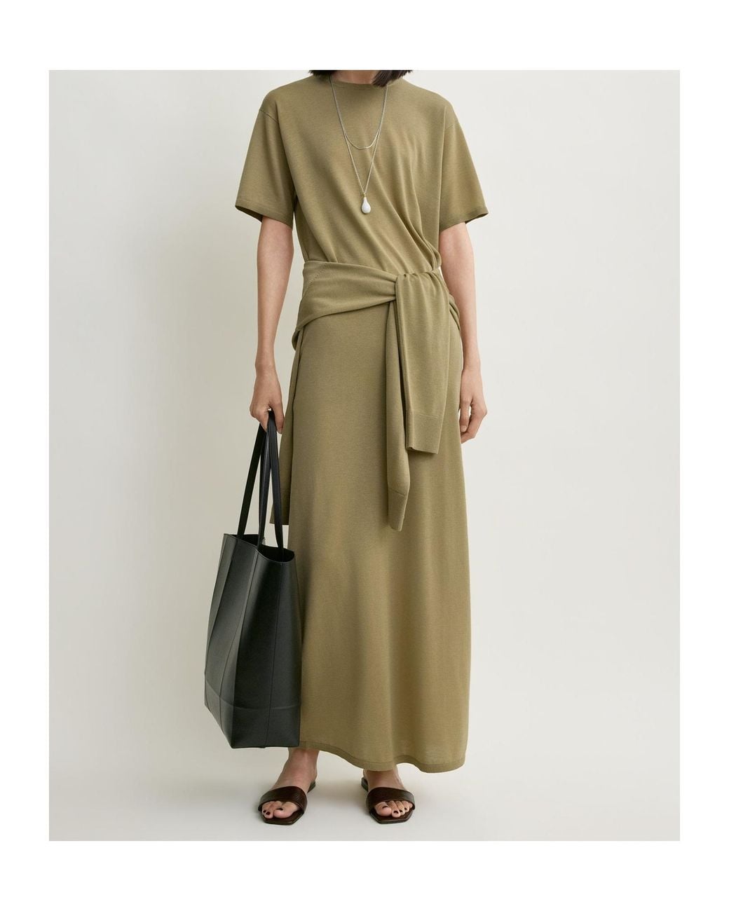 Totême Green Elastic-Waistband Maxi Skirt