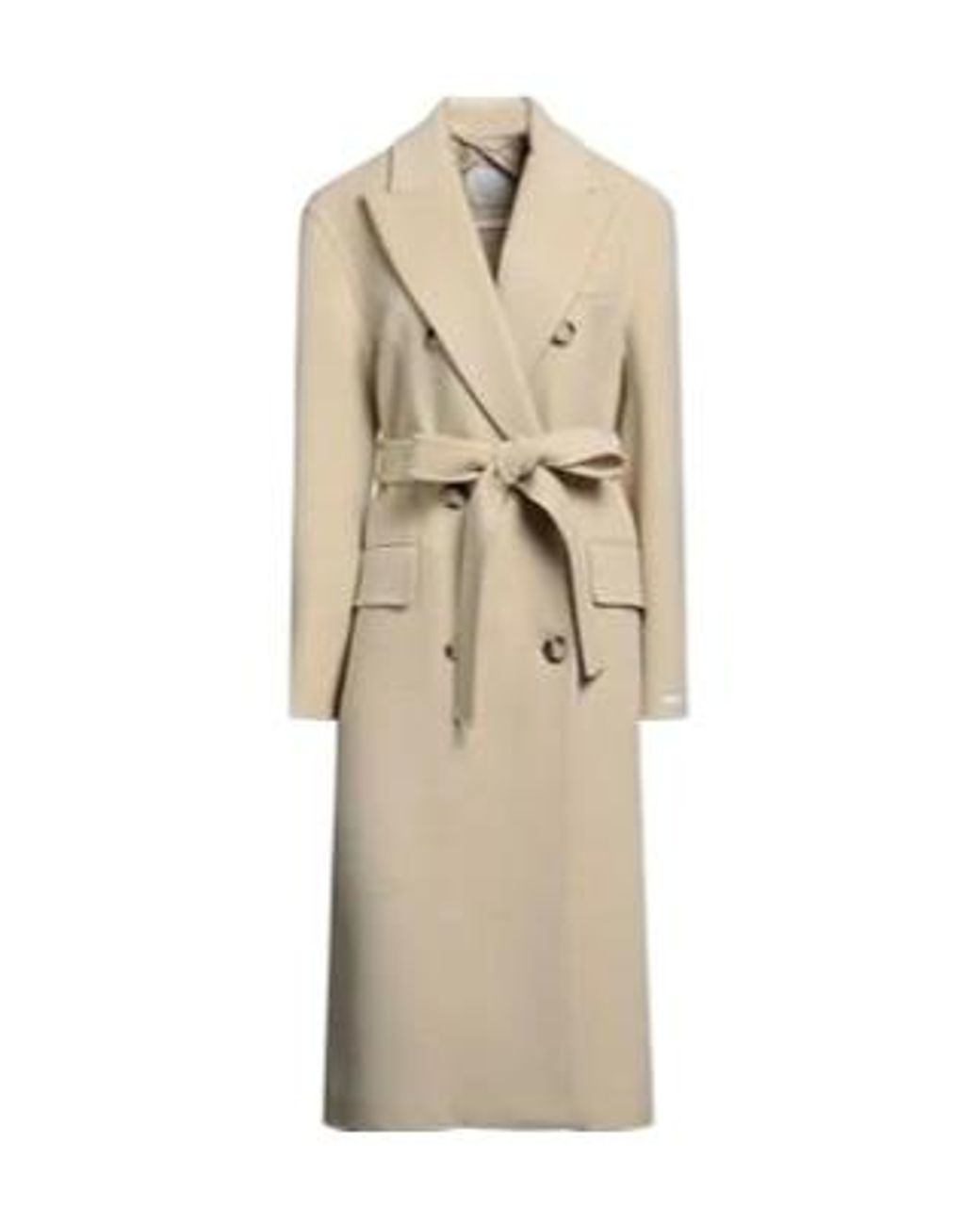 Sportmax Natural Minimal Solid Color Fashion Trench Coat