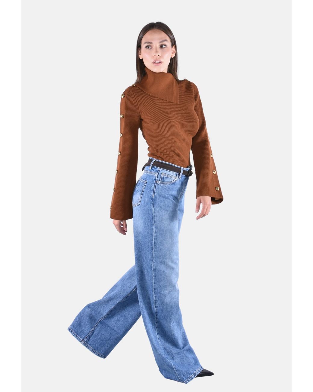 Elisabetta Franchi Blue Belt Logo Jeans